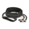 1625143015.ET280BLK Faux Leather Collar with Chain Attachment