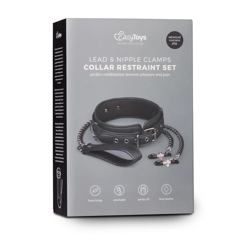 1625143016.ET280BLK_3 Faux Leather Collar with Chain Attachment