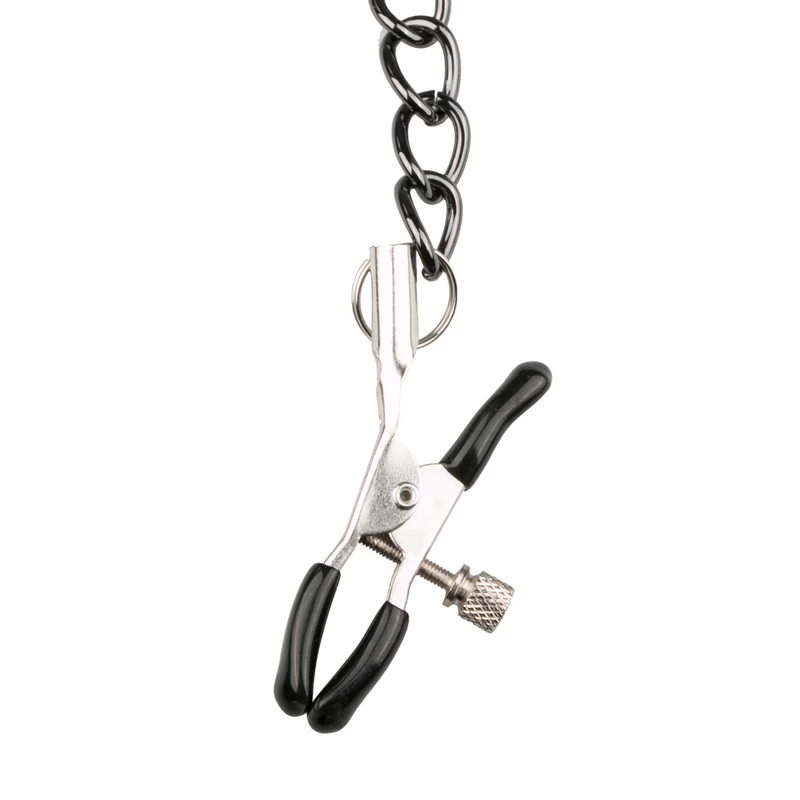 1625143016.ET280BLK_5 Faux Leather Collar with Chain Attachment