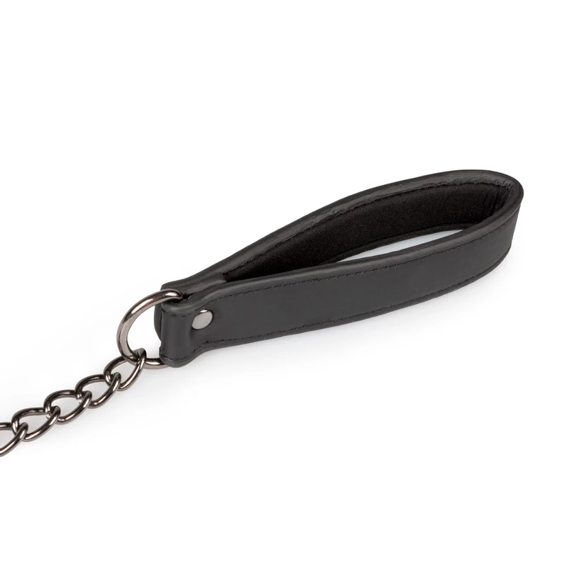 1625143017.ET280BLK_6 Faux Leather Collar with Chain Attachment