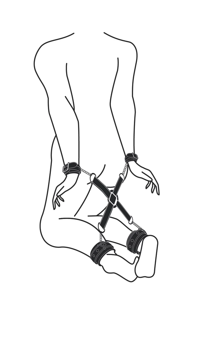 Hogtie Set with Hand and Ankle Cuffs – Black