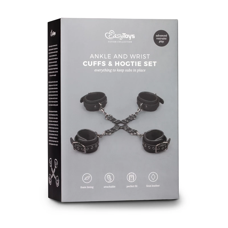 Hogtie Set with Hand and Ankle Cuffs – Black