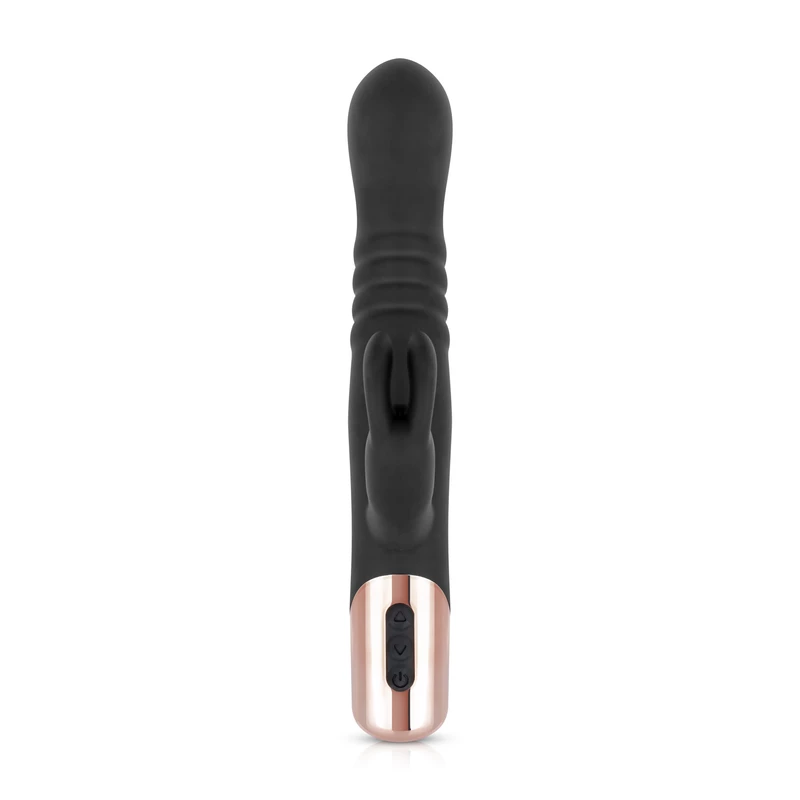 Rosy Gold - Rabbit Vibrator with Thrusting Function - Black